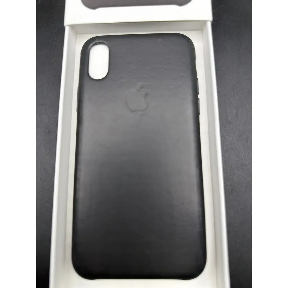 Genuine Apple iPhone X XS Leather Case Black OEM Original Box Read